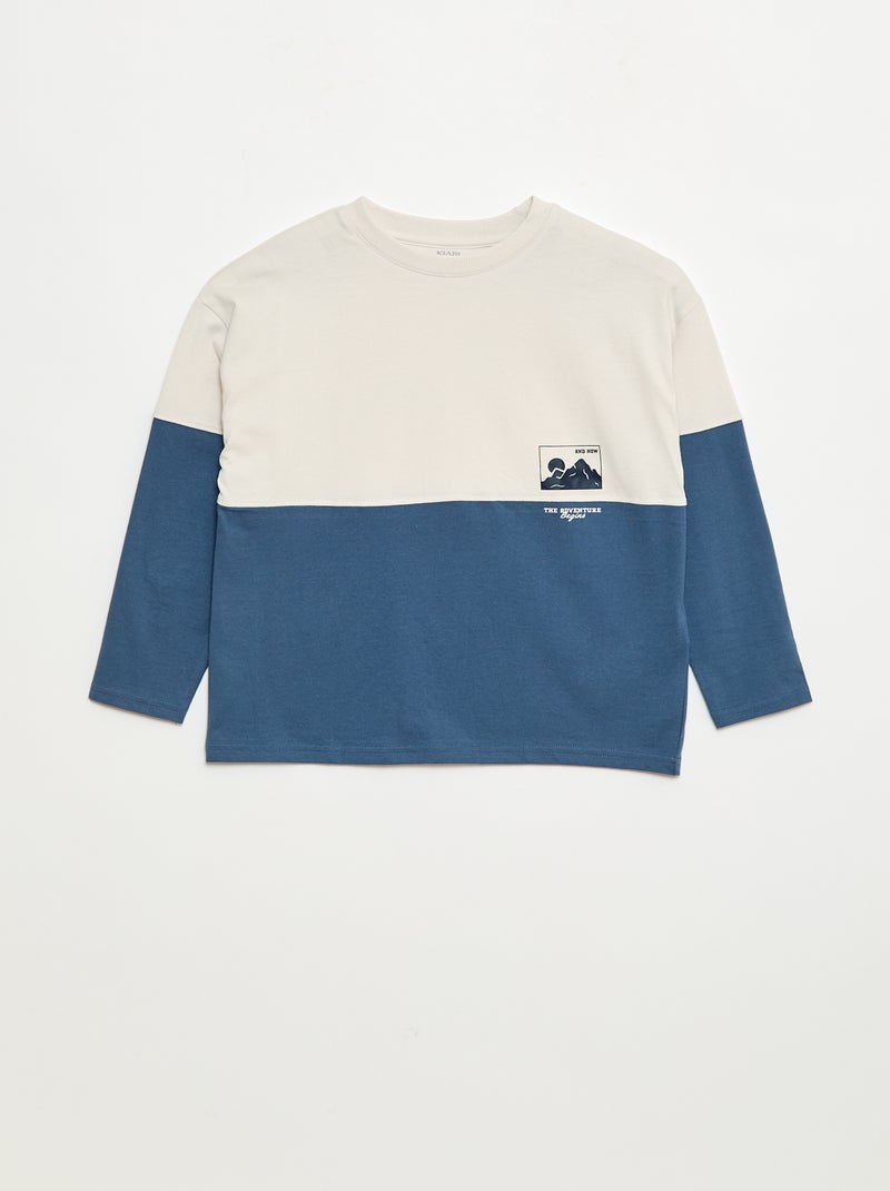 T-shirt in jersey a maniche lunghe effetto colorblock Blu - Kiabi