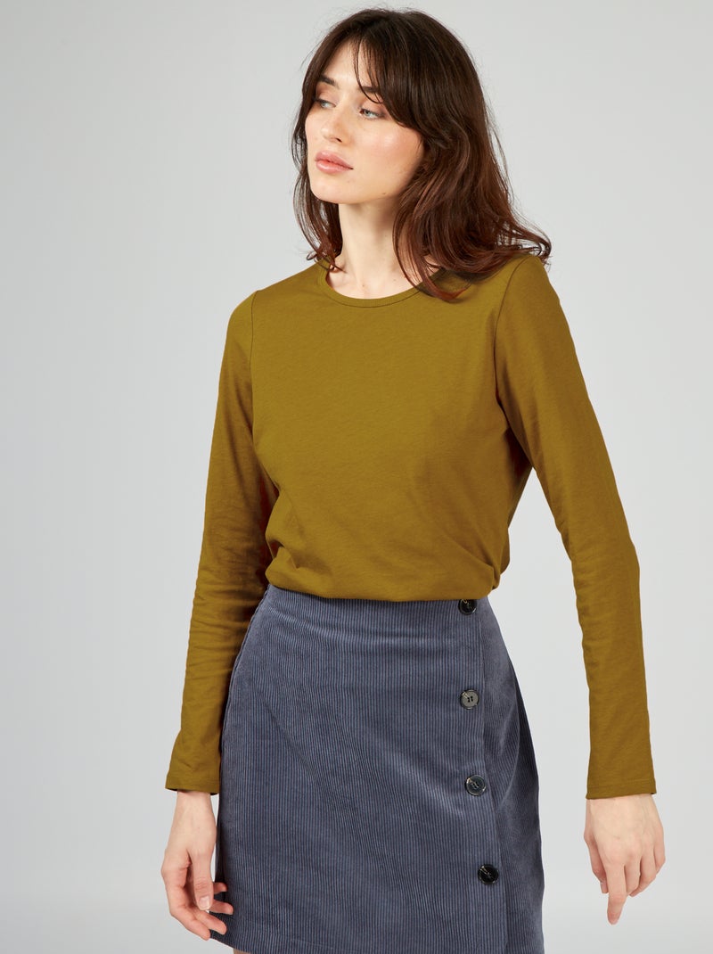 T-shirt in jersey a maniche lunghe GIALLO - Kiabi