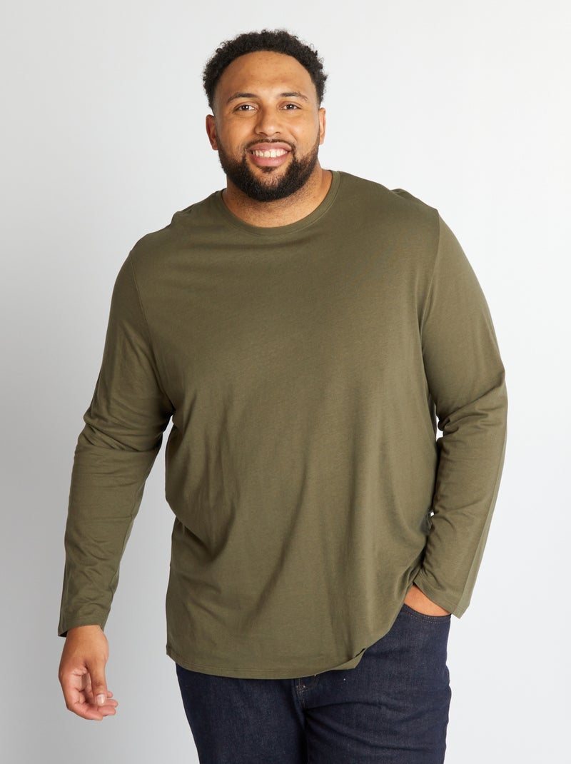 T-shirt in jersey a maniche lunghe KAKI - Kiabi