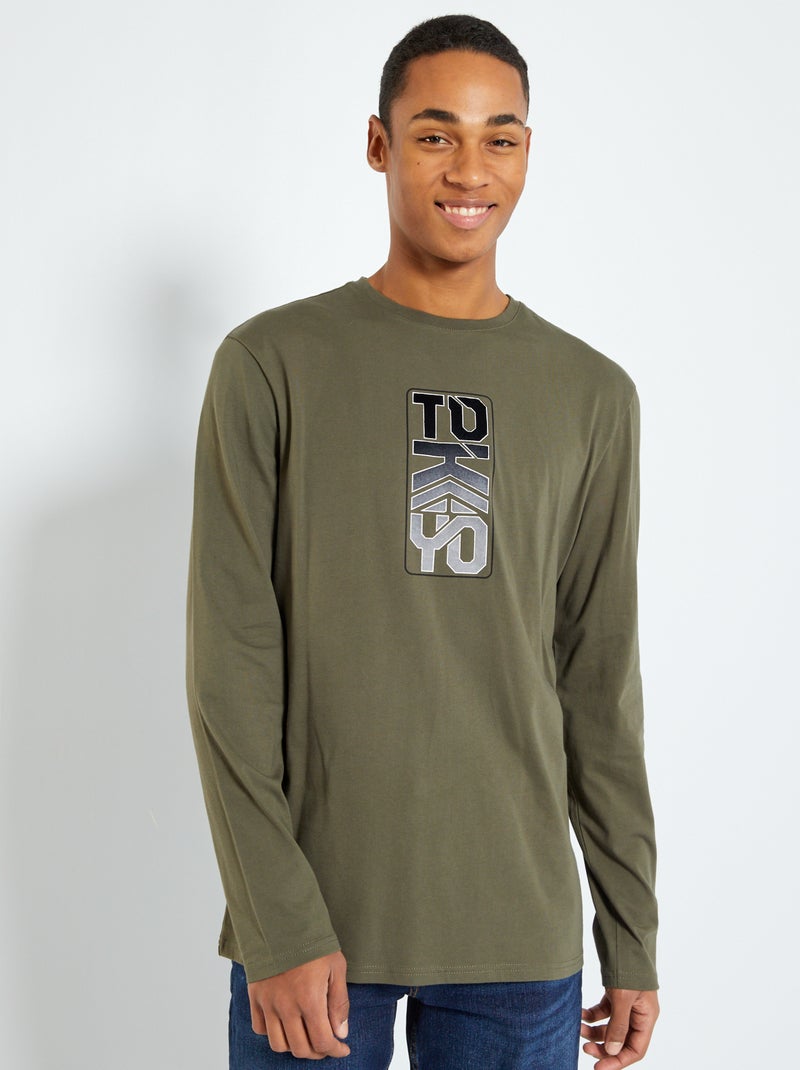 T-shirt in jersey a maniche lunghe KAKI - Kiabi