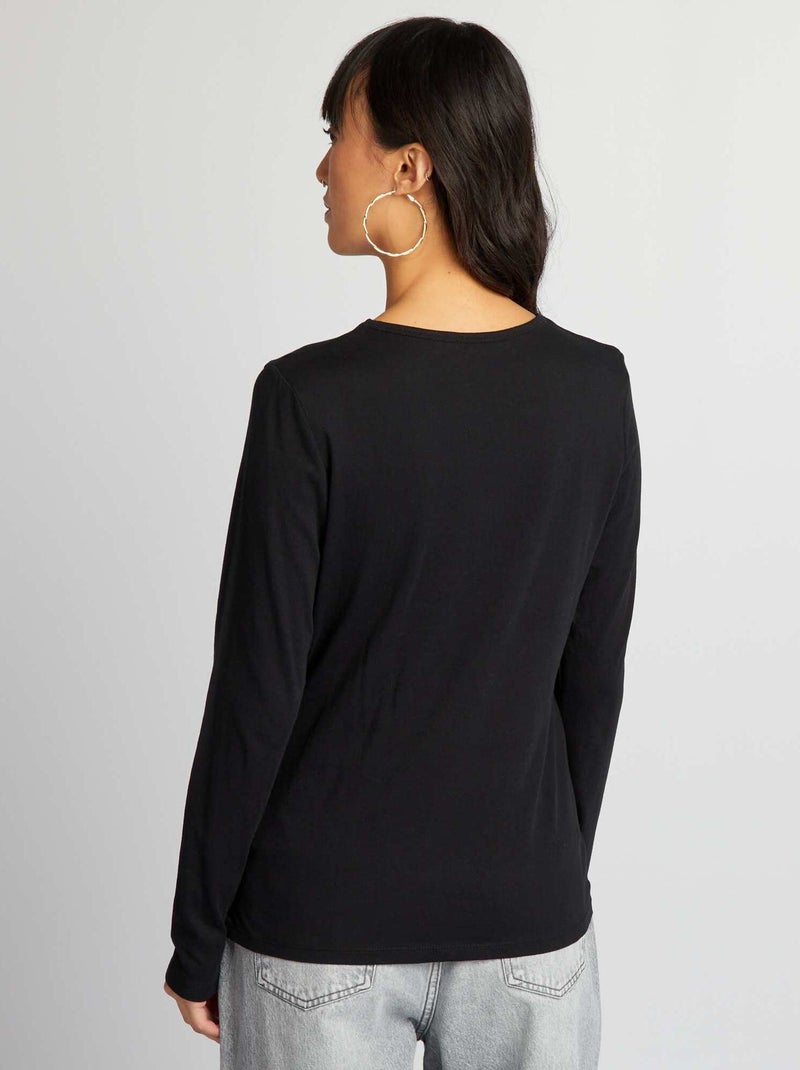 T-shirt in jersey a maniche lunghe nero - Kiabi