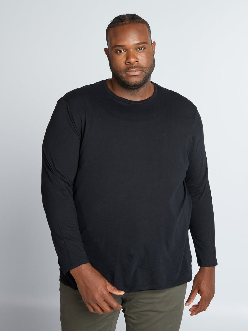 T-shirt in jersey a maniche lunghe nero - Kiabi