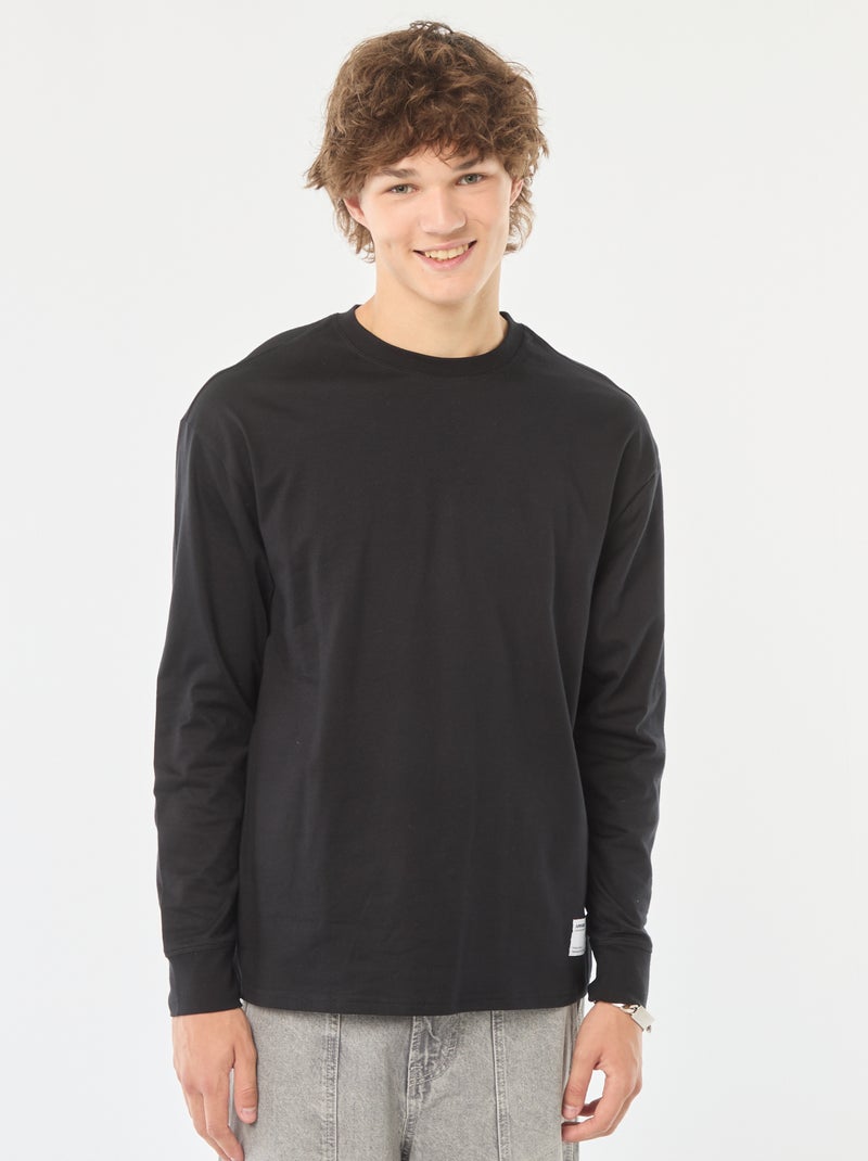 T-shirt in jersey a maniche lunghe nero - Kiabi