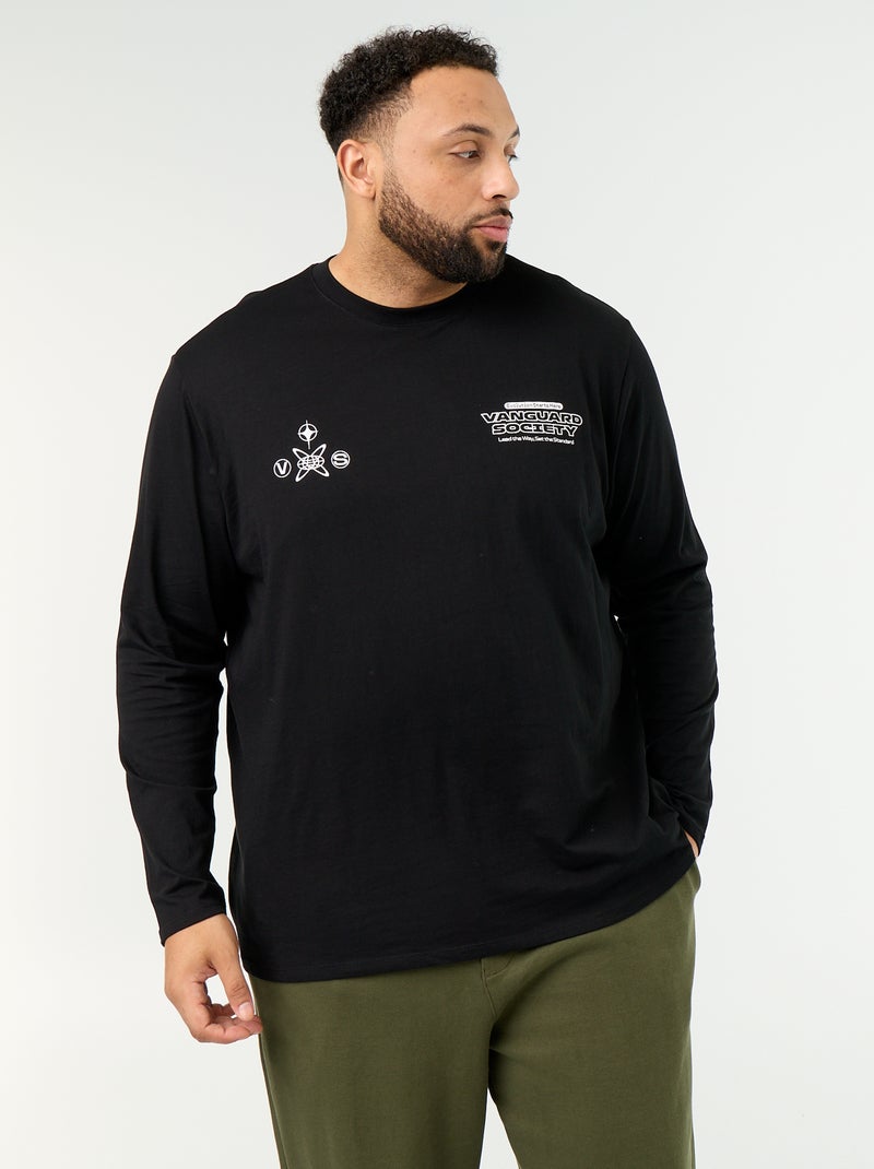 T-shirt in jersey a maniche lunghe Nero - Kiabi