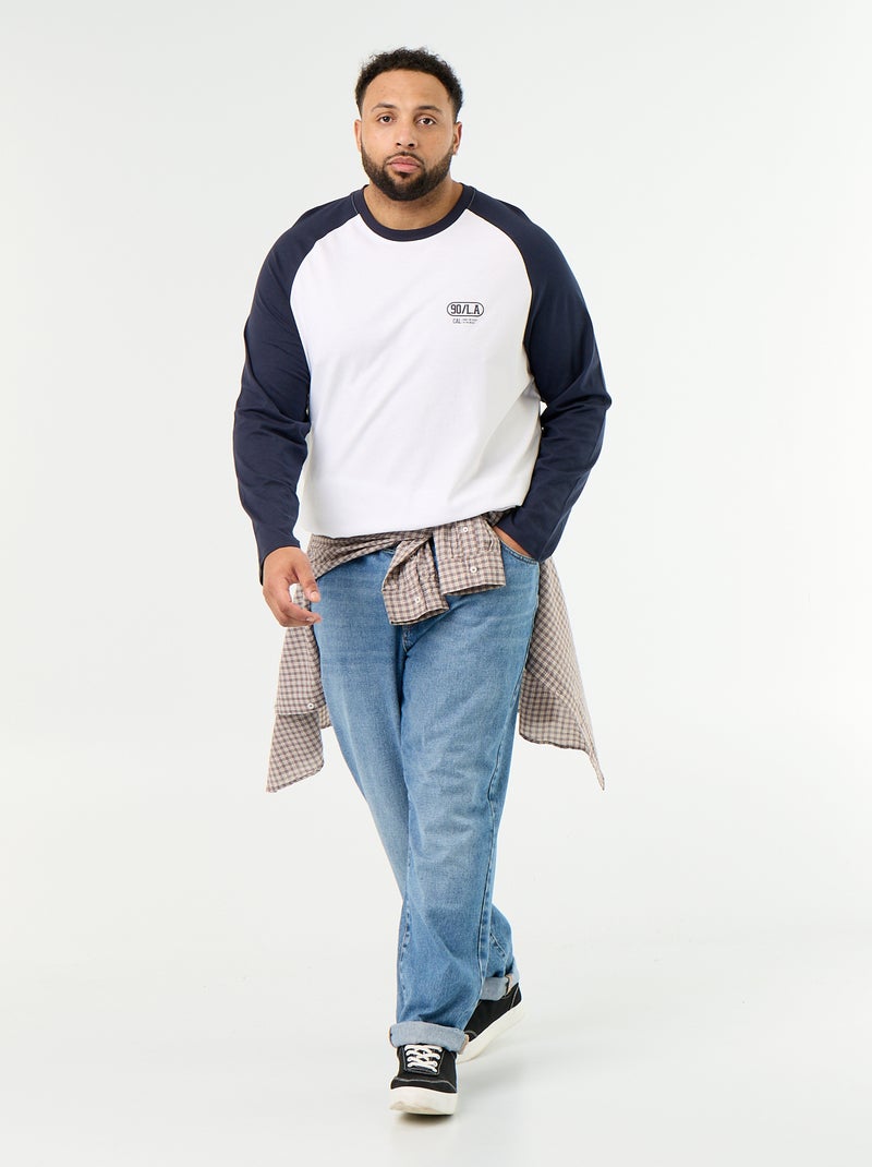 T-shirt in jersey a maniche lunghe raglan Blu - Kiabi