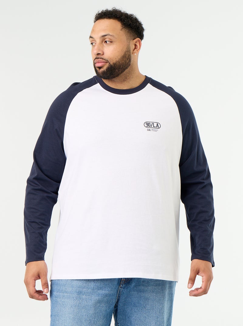 T-shirt in jersey a maniche lunghe raglan Blu - Kiabi