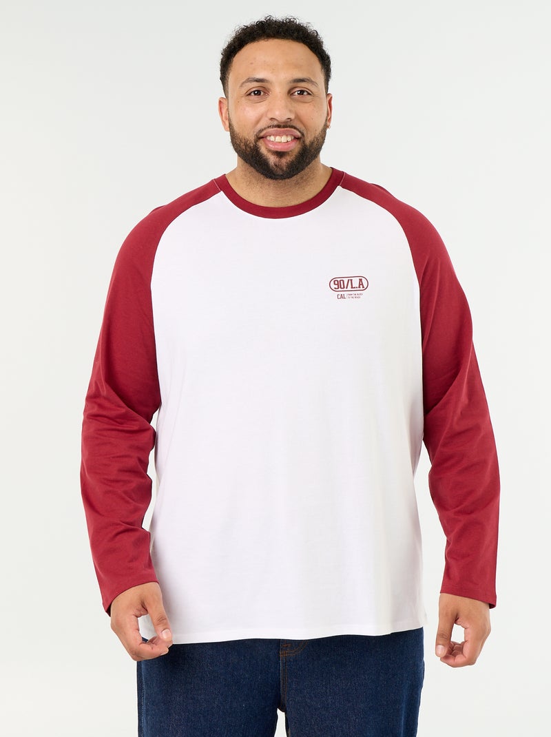 T-shirt in jersey a maniche lunghe raglan Rosso - Kiabi