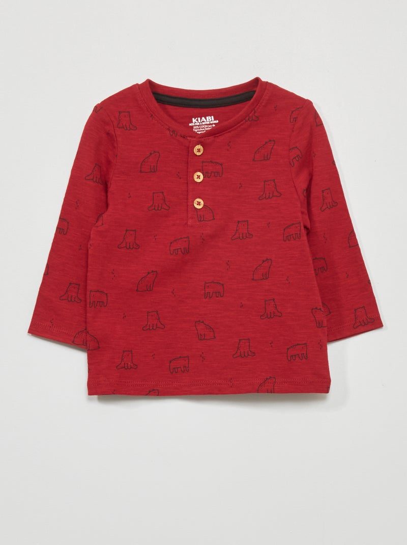 T-shirt in jersey a maniche lunghe ROSSO - Kiabi