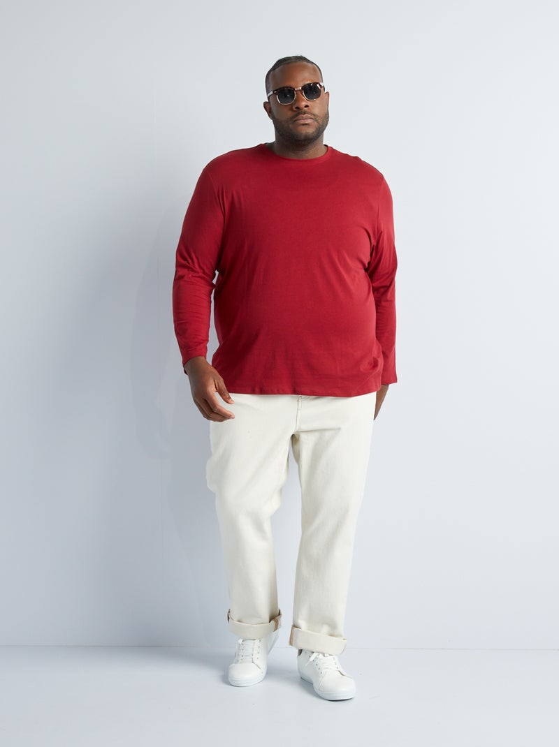 T-shirt in jersey a maniche lunghe ROSSO - Kiabi