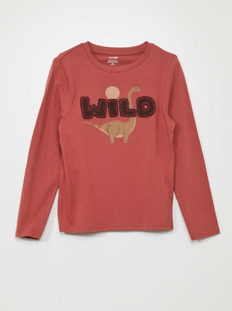 T-shirt in jersey a maniche lunghe ROSSO - Kiabi