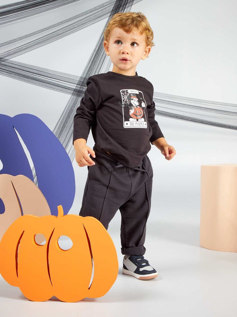 T-shirt in jersey a maniche lunghe 'Topolino' Halloween Nero - Kiabi