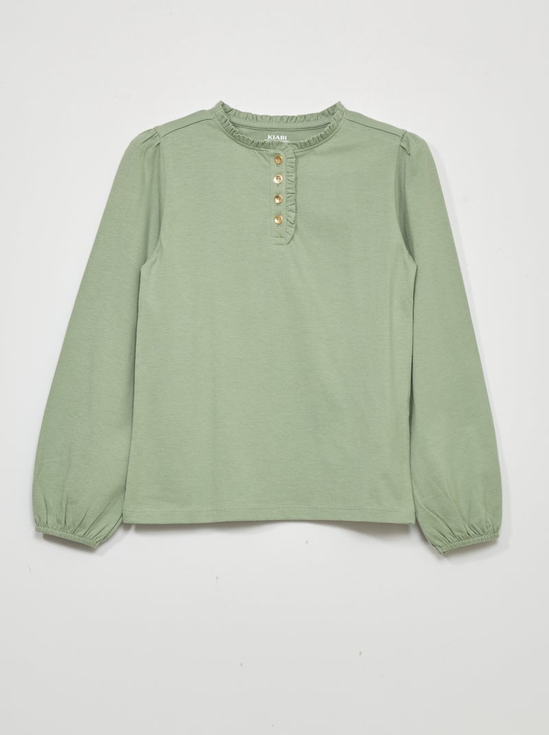 T-shirt in jersey a maniche lunghe VERDE - Kiabi