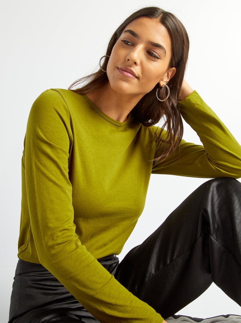 T-shirt in jersey a maniche lunghe VERDE - Kiabi