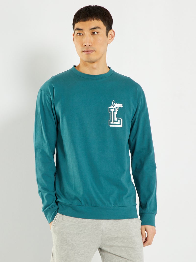 T-shirt in jersey a maniche lunghe verde - Kiabi