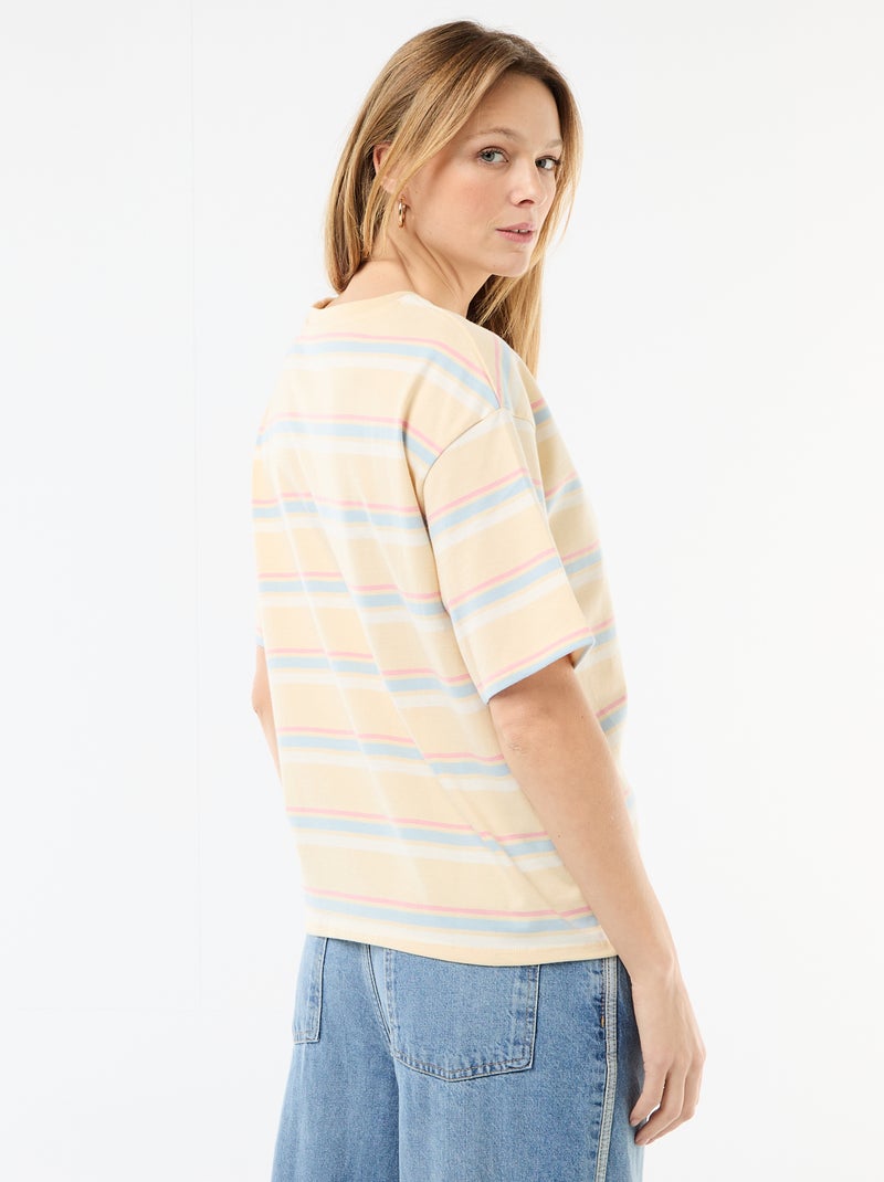 T-shirt in jersey a righe a maniche corte Giallo - Kiabi
