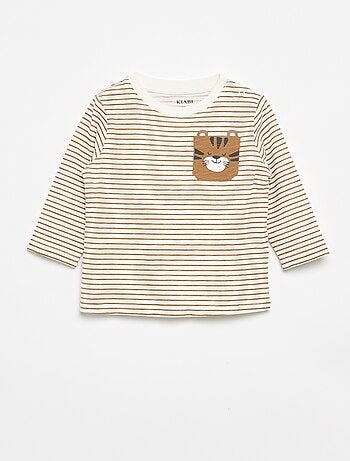 T-shirt in jersey a righe a maniche lunghe