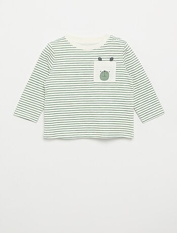 T-shirt in jersey a righe a maniche lunghe