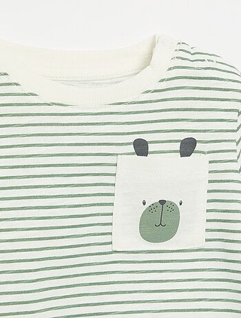 T-shirt in jersey a righe a maniche lunghe