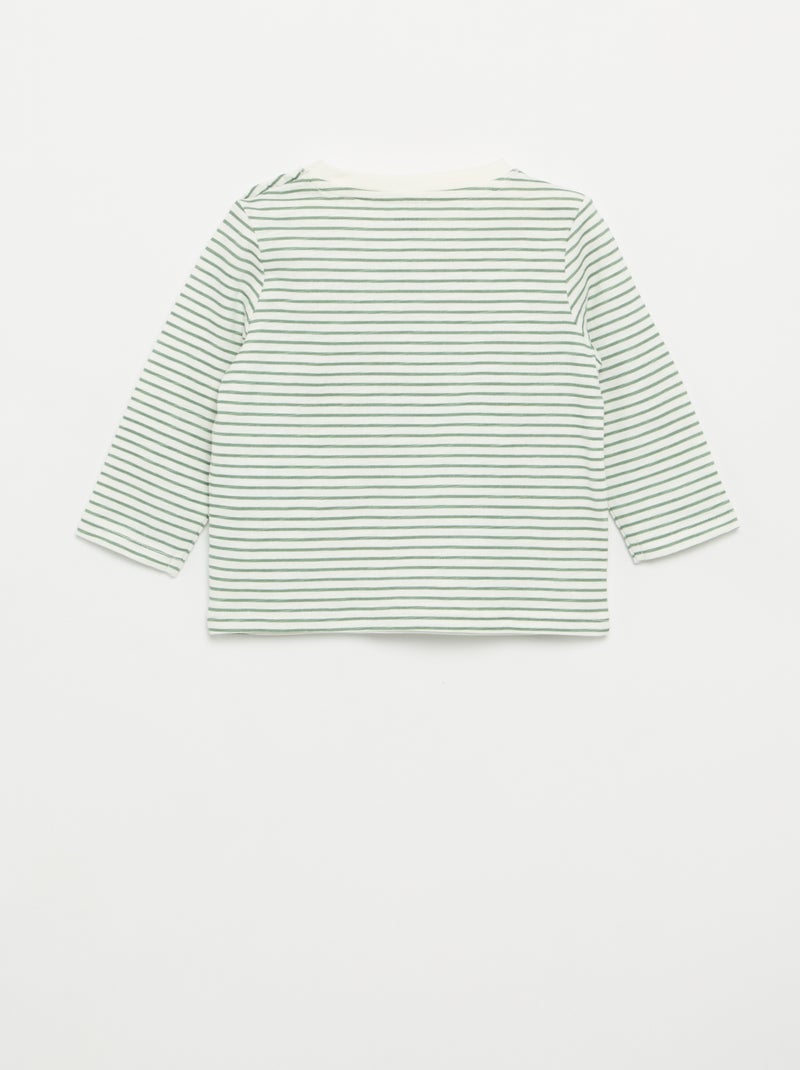 T-shirt in jersey a righe a maniche lunghe Bianco - Kiabi