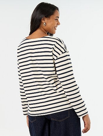 T-shirt in jersey a righe a maniche lunghe