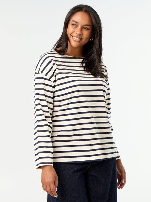T-shirt in jersey a righe a maniche lunghe - Kiabi