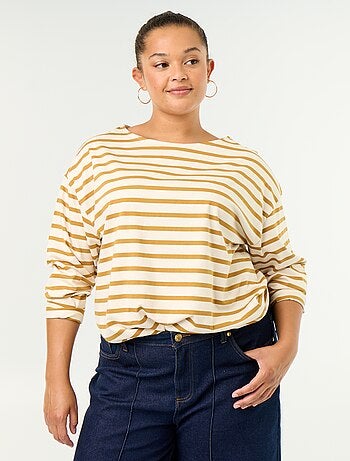 T-shirt in jersey a righe a maniche lunghe