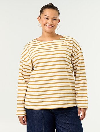T-shirt in jersey a righe a maniche lunghe