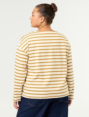 T-shirt in jersey a righe a maniche lunghe