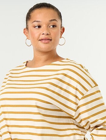 T-shirt in jersey a righe a maniche lunghe