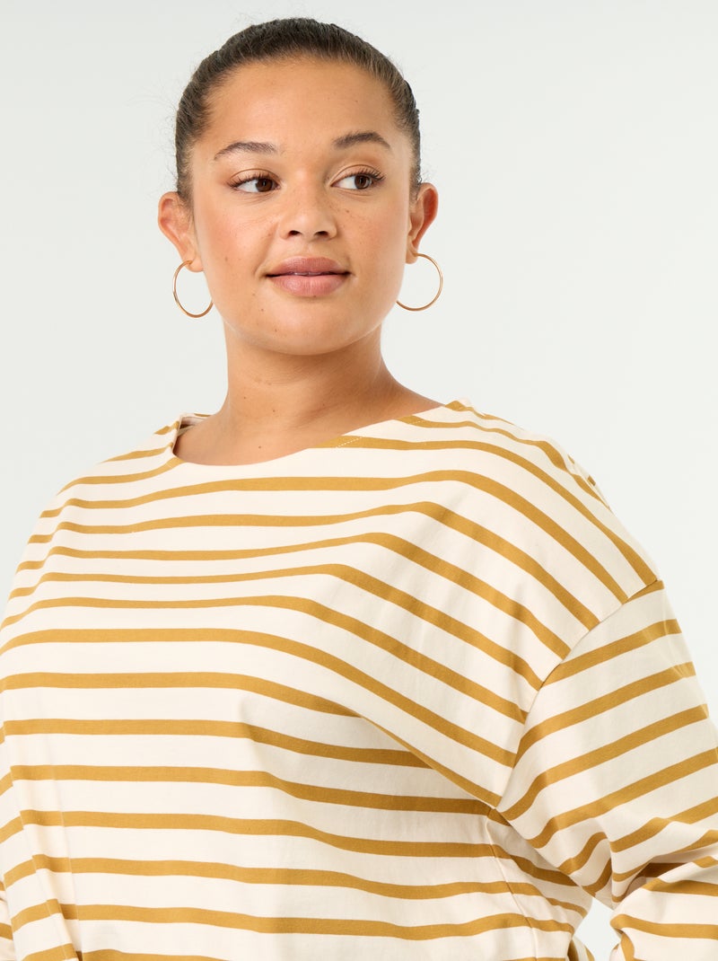 T-shirt in jersey a righe a maniche lunghe Giallo - Kiabi