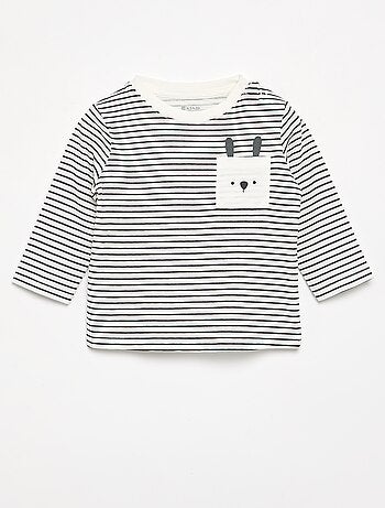 T-shirt in jersey a righe a maniche lunghe