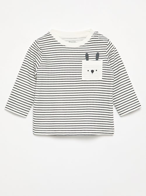 T-shirt in jersey a righe a maniche lunghe - Kiabi T-shirt in jersey a righe a maniche lunghe - Kiabi