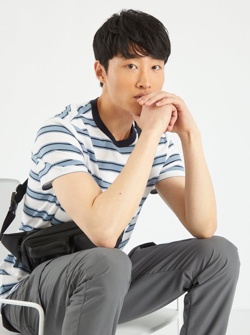 T-shirt in jersey a righe blu denim - Kiabi