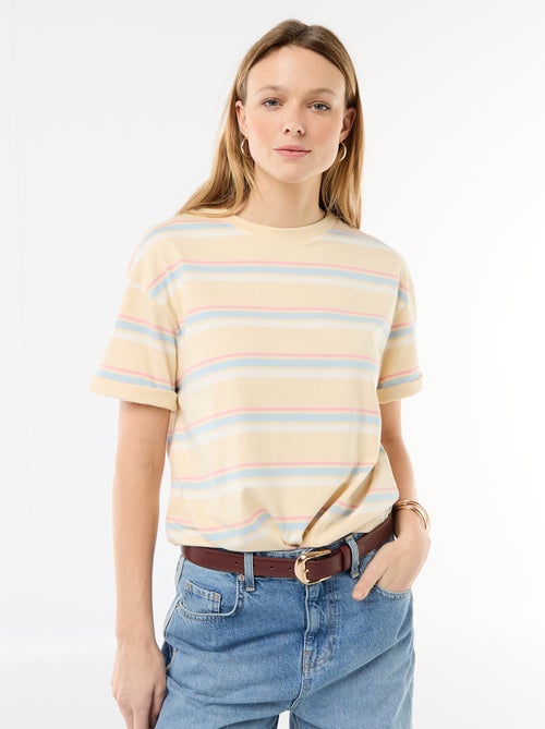 T-shirt in jersey a righe con maniche corte - Kiabi