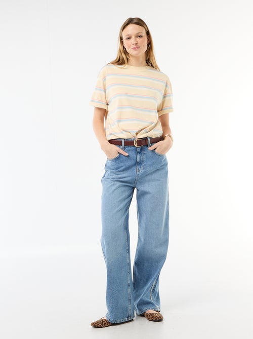 T-shirt in jersey a righe con maniche corte - Kiabi