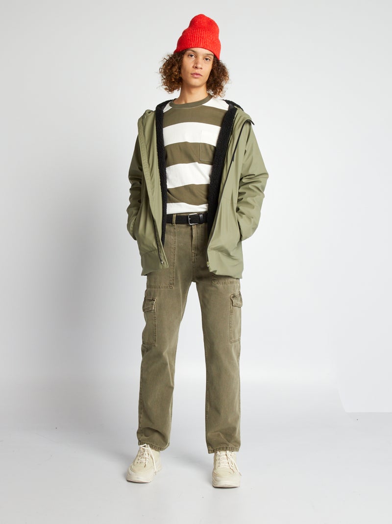 T-shirt in jersey a righe KAKI - Kiabi