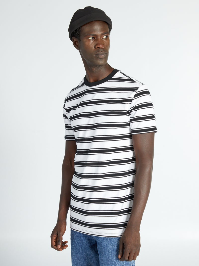 T-shirt in jersey a righe Nero - Kiabi