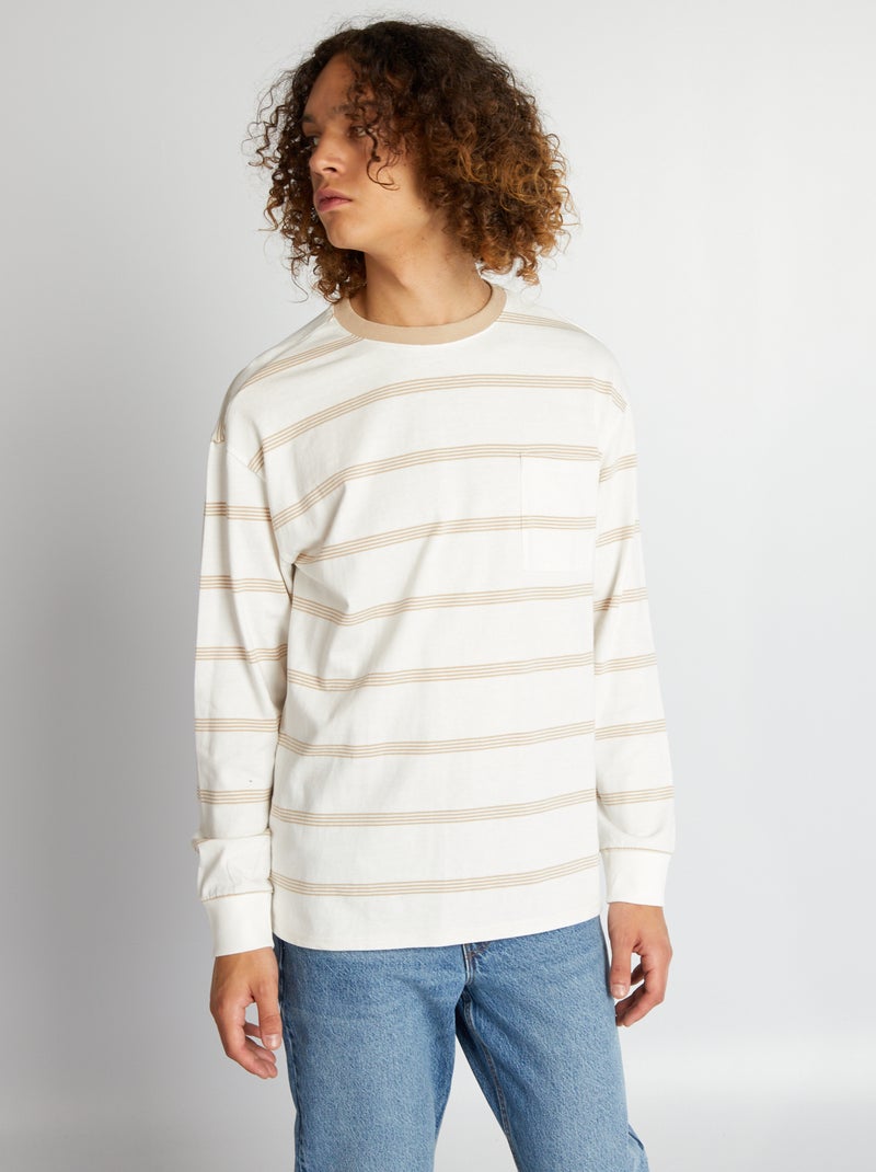 T-shirt in jersey a righe NERO - Kiabi