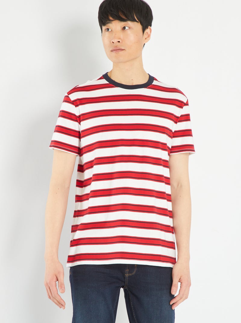 T-shirt in jersey a righe ROSSO - Kiabi