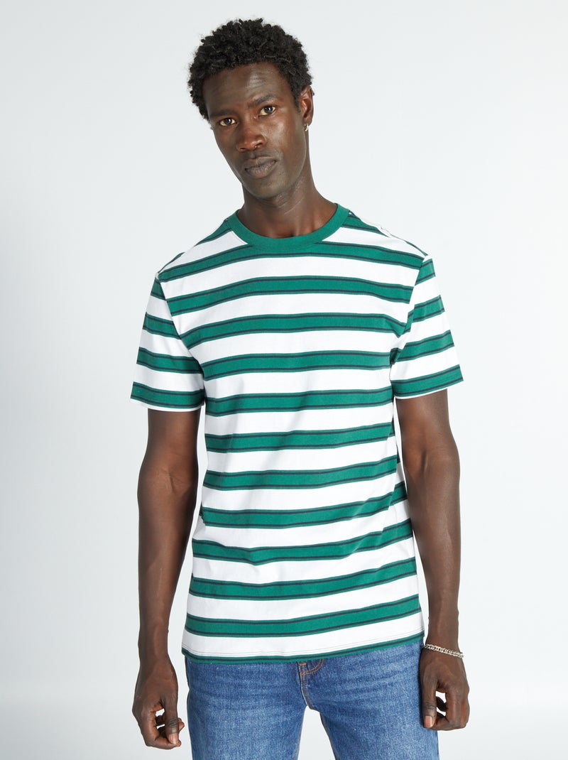 T-shirt in jersey a righe Verde - Kiabi
