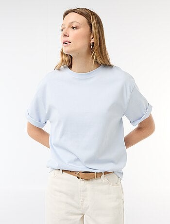 T-shirt in jersey a tinta unita a maniche corte