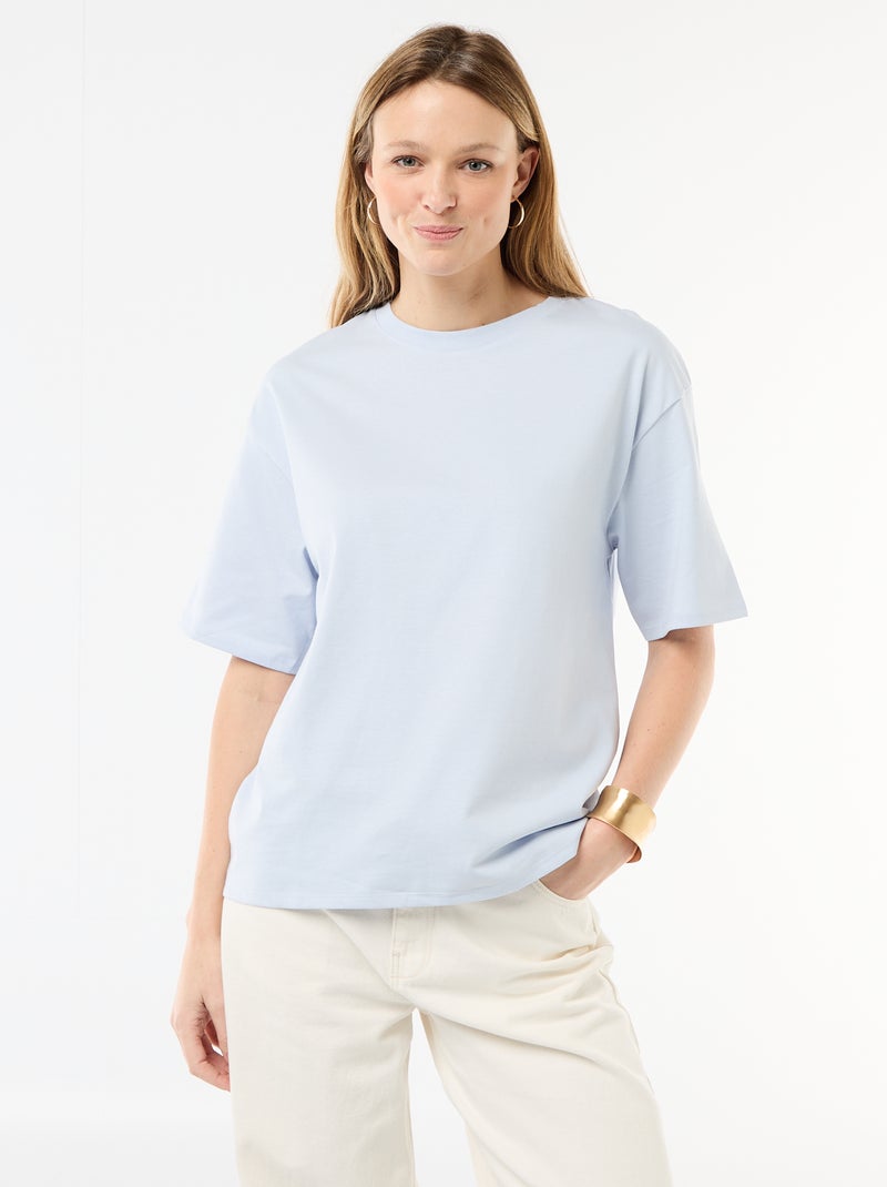 T-shirt in jersey a tinta unita a maniche corte Blu - Kiabi