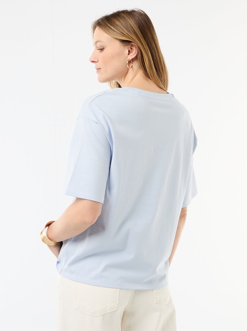 T-shirt in jersey a tinta unita a maniche corte Blu - Kiabi