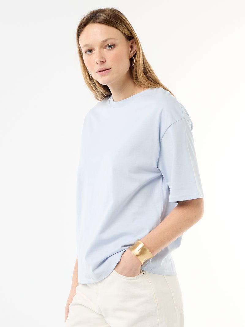 T-shirt in jersey a tinta unita a maniche corte Blu - Kiabi