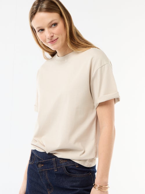 T-shirt in jersey a tinta unita a maniche corte - Kiabi