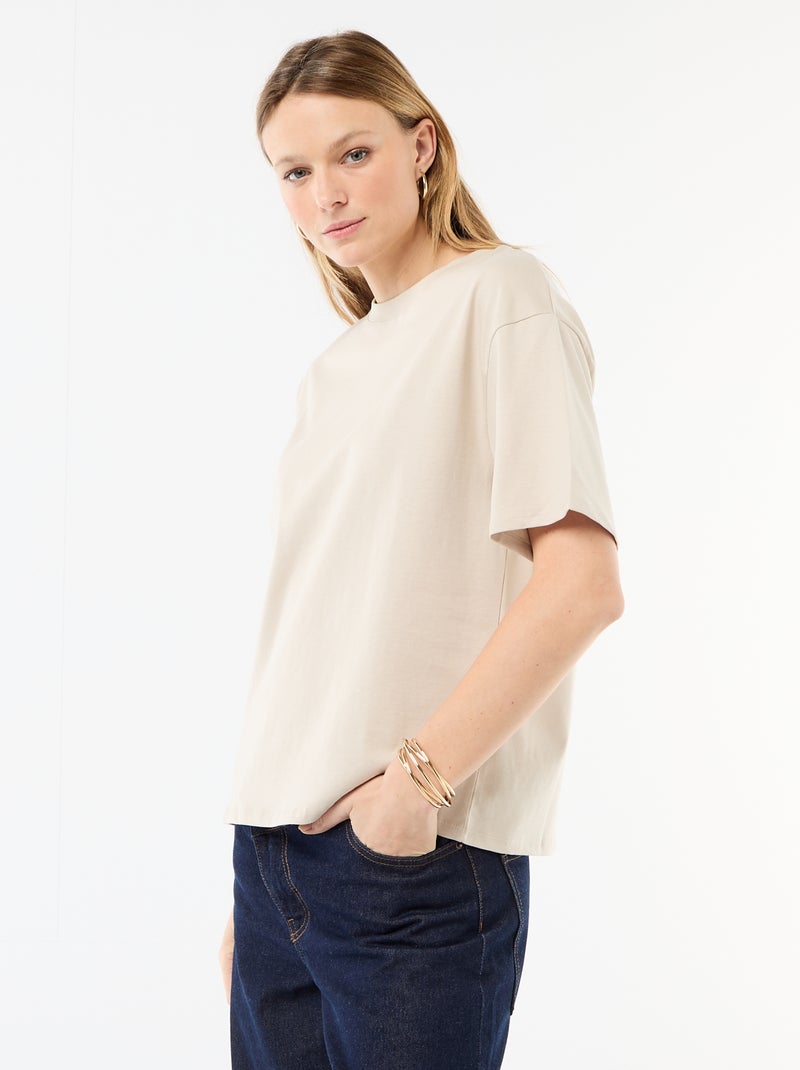T-shirt in jersey a tinta unita a maniche corte Grigio - Kiabi