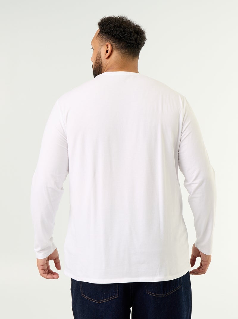 T-shirt in jersey a tinta unita a maniche lunghe Bianco - Kiabi