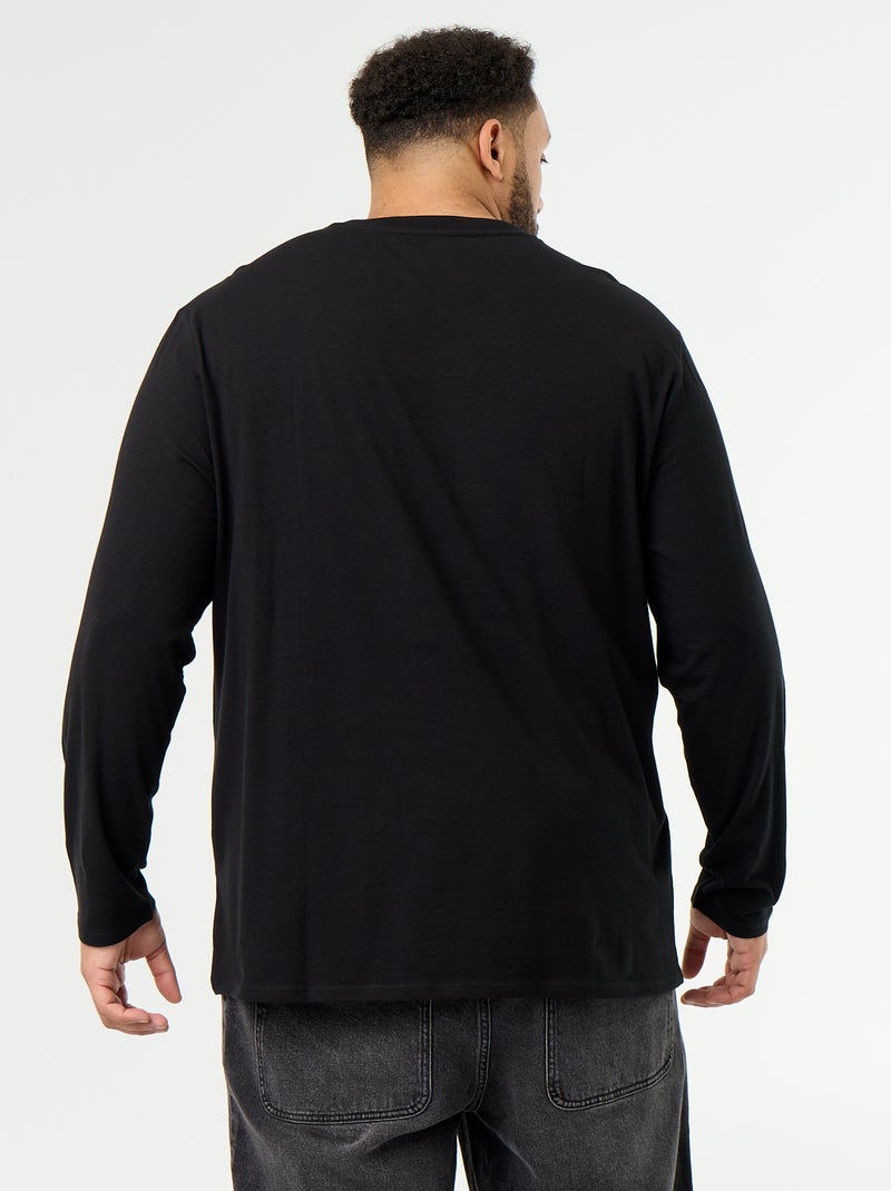 T-shirt in jersey a tinta unita a maniche lunghe Nero - Kiabi