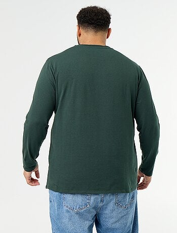 T-shirt in jersey a tinta unita a maniche lunghe