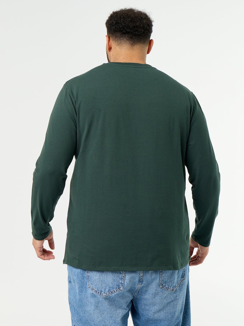 T-shirt in jersey a tinta unita a maniche lunghe Verde - Kiabi